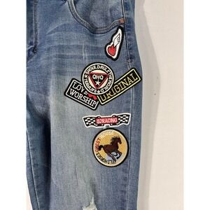 Black Label C'est Toi Womens Patchwork Distressed Skinny Jeans Blue Size 15 W33